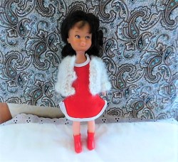 8" DARK HAIR HONG KONG 1970 PLASTIC CLONE DOLL, WESTERN WEAR, BOOTS